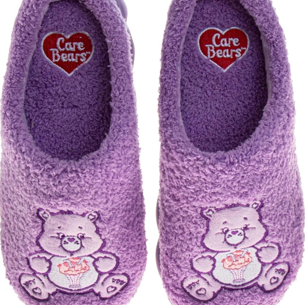 NWOT Womens Purple Plush Care Bear Slippers Size Medium